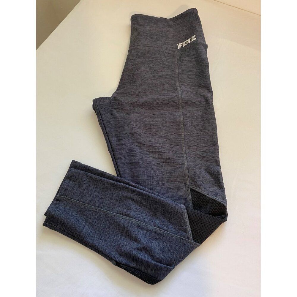 Victorias Secret Pink Ultimate Leggings Women L Gray Mesh Detail Gym Yoga Lounge - Picture 12 of 16